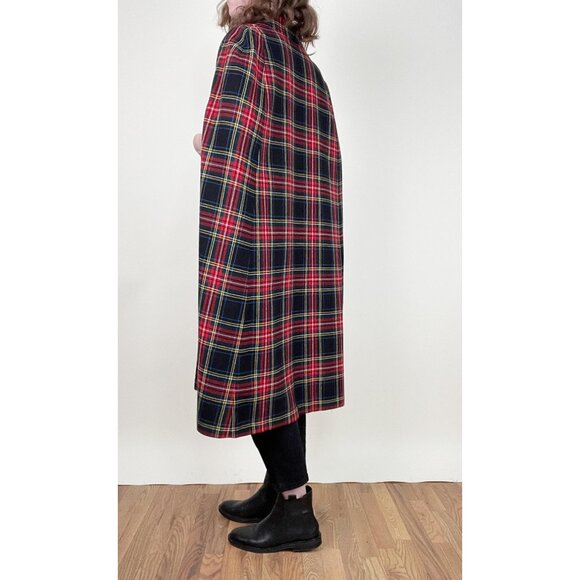 Vintage 4 Piece Wool Matching Set Plaid Kilt Tartan Pleated Cape Skirt Vest Suit - Picture 11 of 16